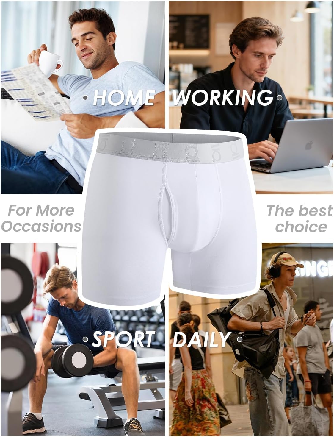 Men's Underwear Boxer Briefs 2 Pack, Soft Comfortable Cotton Underwear with ComfortFlex Waistband, Tag-Free, 3” - Image 7