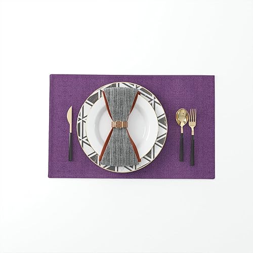 Miniatura 2 de Juego de 4 manteles individuales de lino sintético suave de 12 x 18 pulgadas, resistentes al calor, manteles individuales para mesa de comedor,