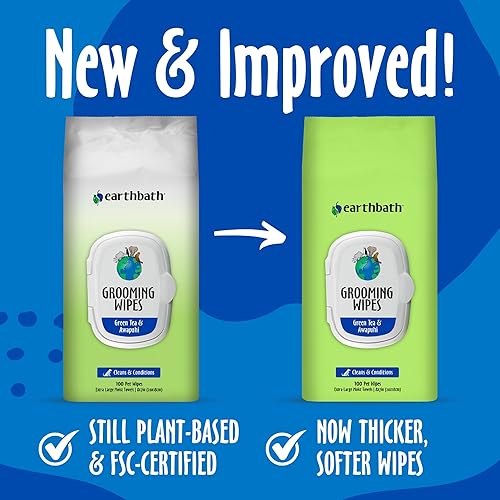 Miniatura 3 de earthbath, Toallitas limpiadoras con té verde y Awapuhi - Toallitas para perros para patas y cola, las mejores toallitas para mascotas para perros