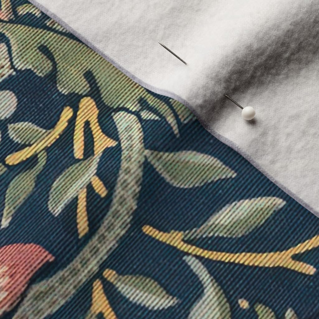Spoonflower Fabric - Strawberry Thief William Morris Floral Vintage Arts and Crafts Printed on Performance Velvet Fabric by The Yard - Durable Upholstery Home Decor Accessories