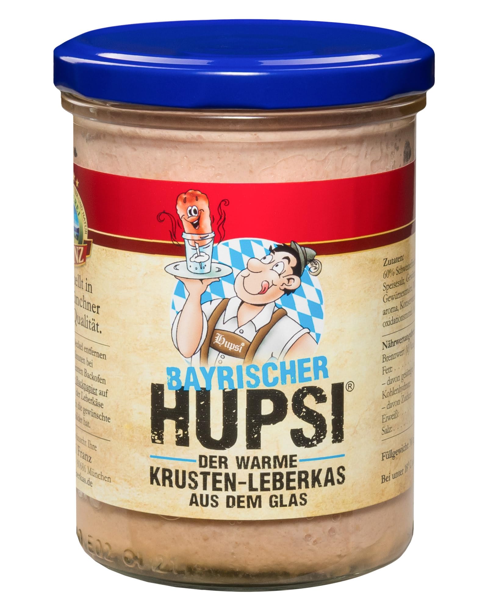 Hupsi Leberkäse im Glas original - Bayrischer Leberkäs - In 25-30min verzehrfertig - Bayerischer Leberkas zum Aufbacken aus Familienmetzgerei in München