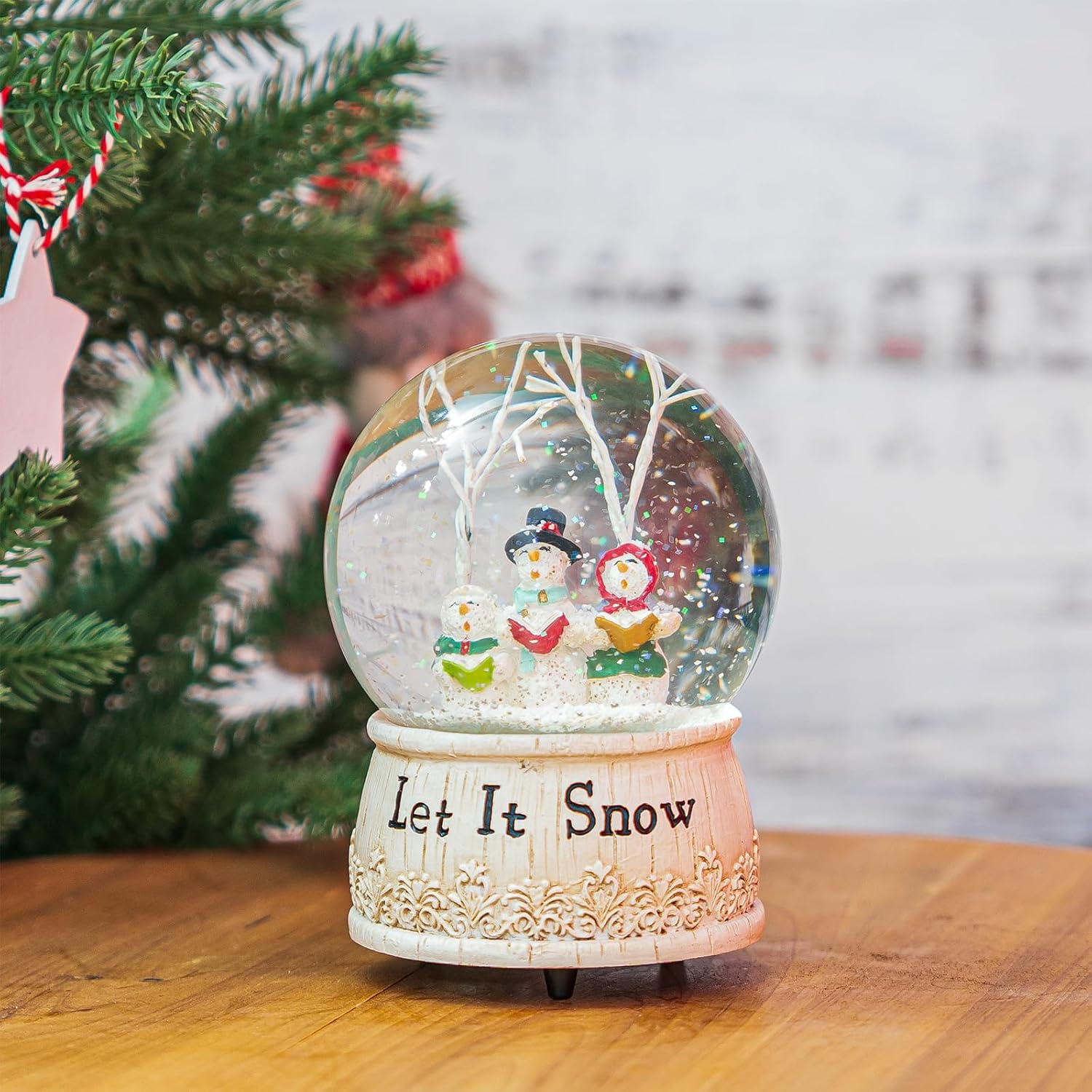 Topadorn Musical Snow Globe with Snowman and Glittering Snowfall, Christmas Music Box Home Decor for Holiday, Office Desk, Festive Gift Idea, Let It Snow - Image 7