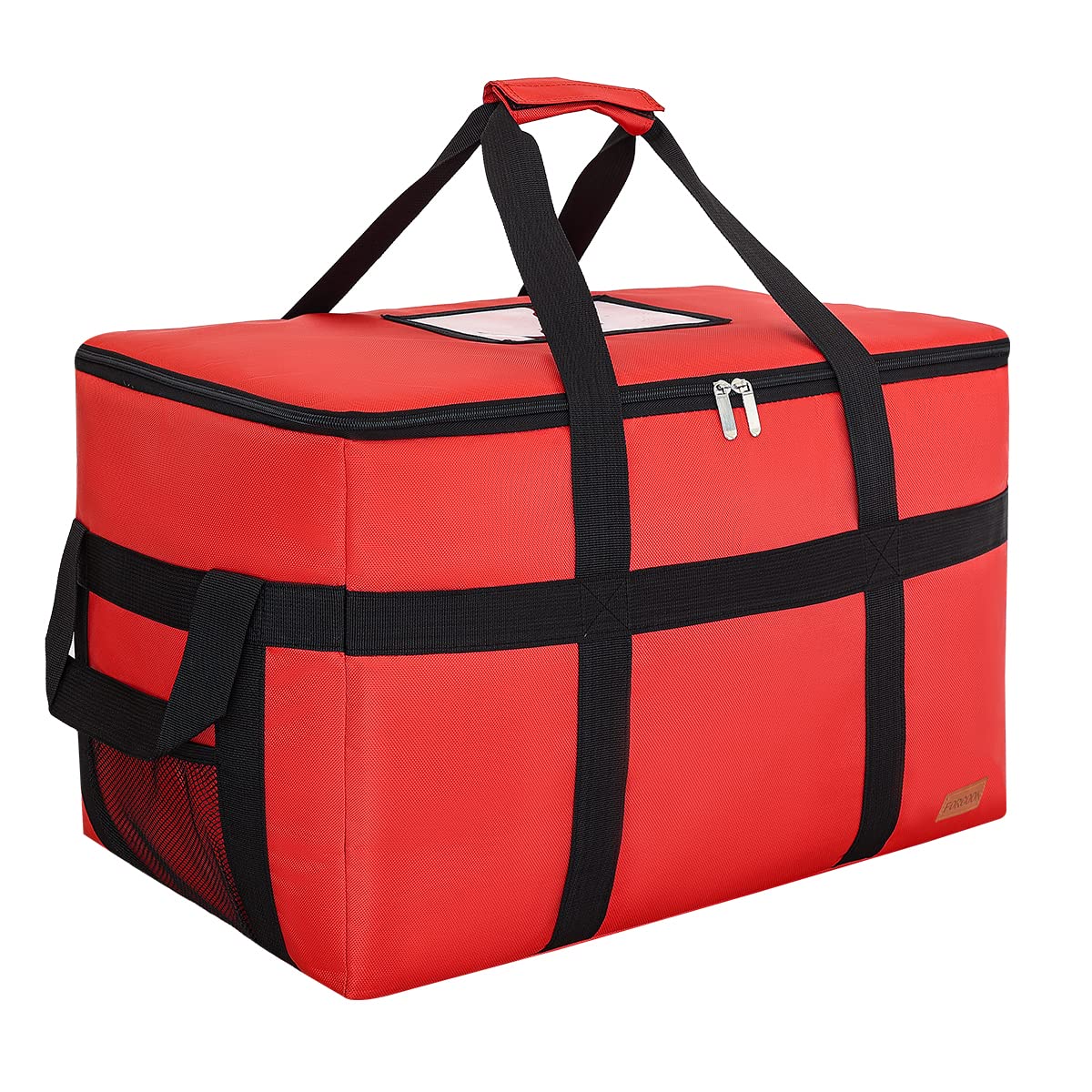 Commercial Insulated Food Delivery Bag XXL Grocery Bags Hot Bags for Delivery Waterproof - Premium Food Warmer Bag for Uber Eats and Doordash with Hard Bottom Red