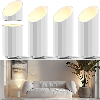 Barrina Up Lights Indoor Spotlight, 3000K GU10 Bulb, 2 in 1 Detachable Uplight Indoor Floor Can Light, 6.56FT Plug Cord & Foot Switch Accent Lighting for Plant Picture Home, White, 4 Packs