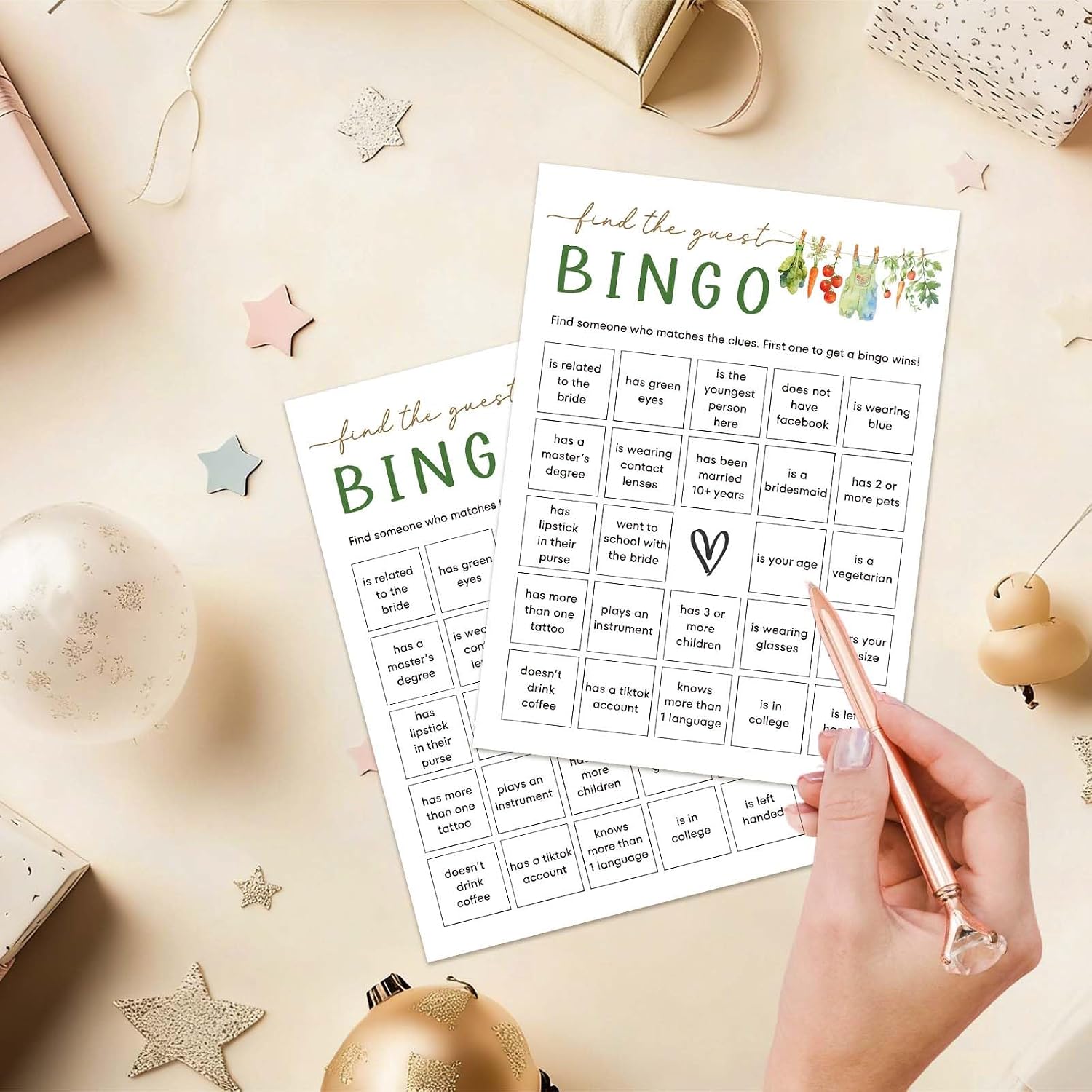 Locally Grown Bridal Shower Bingo Cards - Farmers Market Bridal Games for Shower - Ice Breaker Gender Reveal Party Decorations -A06