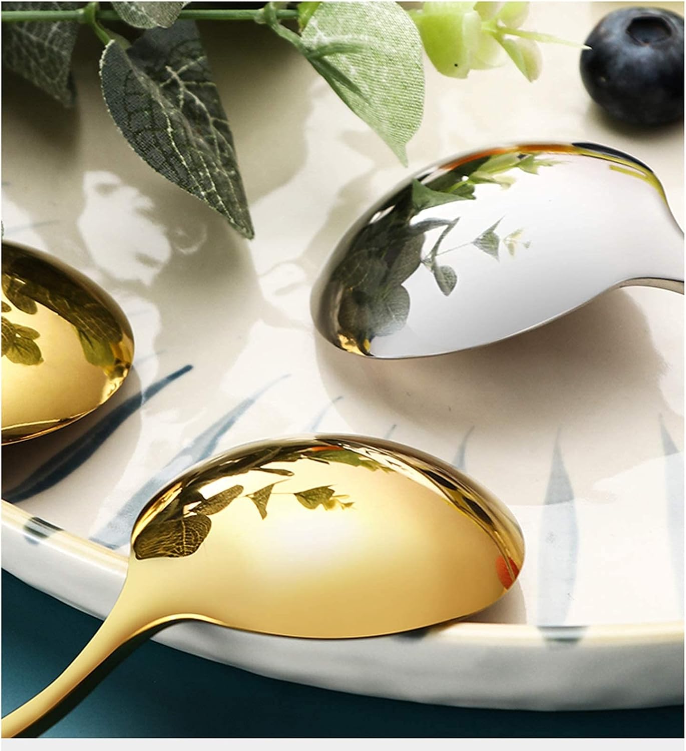 Dinner Spoon Set Stainless Steel Spoon Spoon Creative Big Spoon Thickening Spoon Sterling Spoon Small Spoon Eating Spoon Dinner Spoon/Soup ladle (Color: F) (C)
