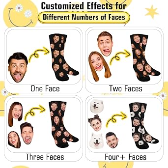 ShineSand Custom Face Socks with Picture, Personalized Socks with Photo Customized Unisex Funny Crew Sock Gifts for Men Women
