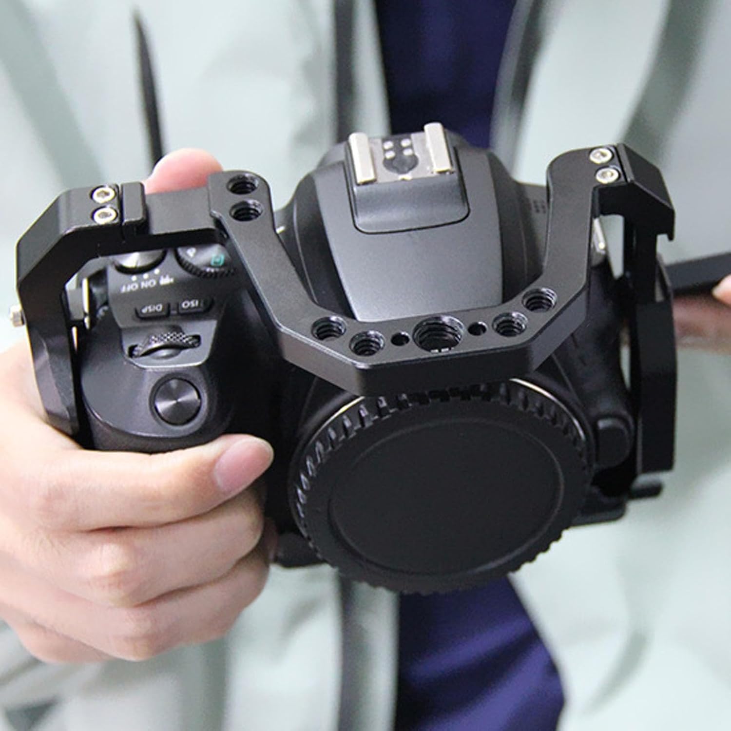 Gugxiom Camera Cage for 200D/200DII, Mental Camera Frame Video Rig with Cold Shoe Mount for 38mm Arca, 1/4 inch and 3/8 inch Screw Holes