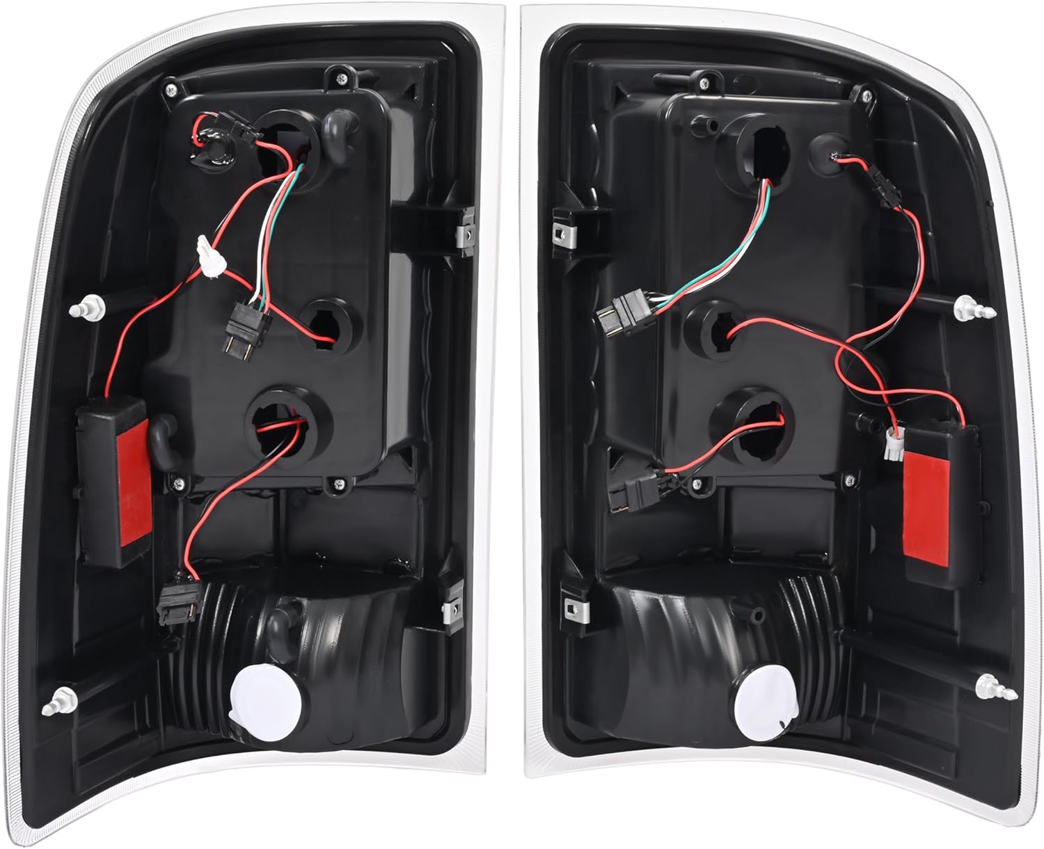 ALMULOO Tail Light w/C-Type LED Pair Compatible with 2007-2013 GMC Sierra 1500 2007-2014 GMC Sierra 2500HD 3500HD Replacement for GM2800208 GM2801208 Rear Lamp Clear Lens+Black Housing