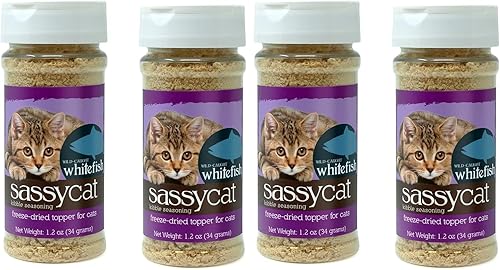 Miniatura 2 de Herbsmith Sassy Cat Kibble Seasoning – Pescado blanco liofilizado – Decoración de comida para gatos quisquillosos [Paquete x2 pescado blanco]