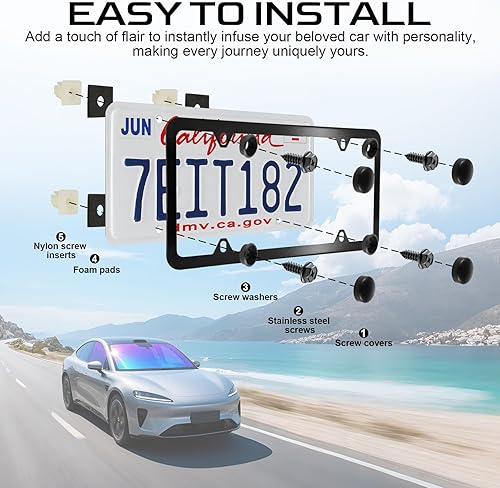Miniatura 5 de LivTee Tornillos de matrícula inoxidables para asegurar marcos y cubiertas de matrícula en automóviles y camiones, 4 juegos de pernos de montaje