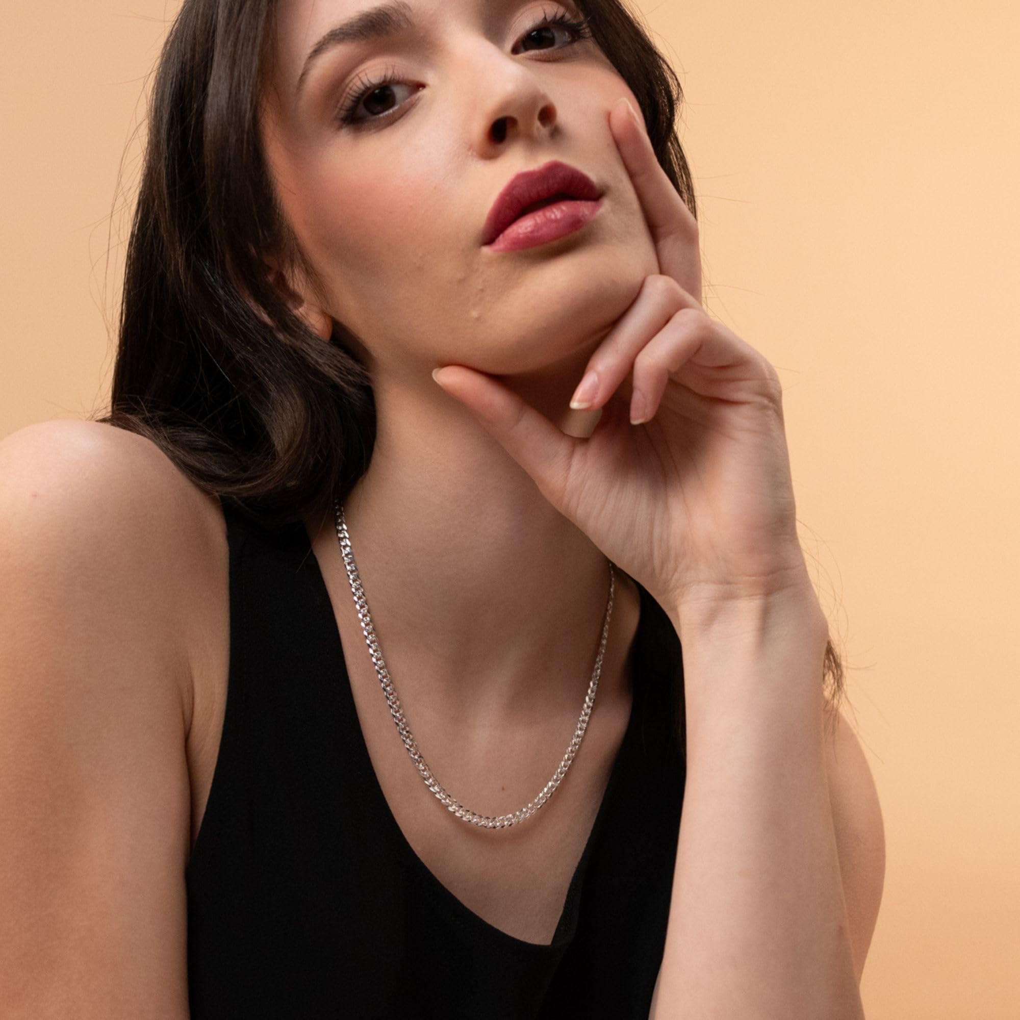 QUADRI - Collar Hombre y Mujer Plata 925 - Cadena Cubana - Made in Italy | Ancho 5 mm - Largo 46-61 cm - Idea de Regalo para Cumpleaños, Aniversario, San Valentín