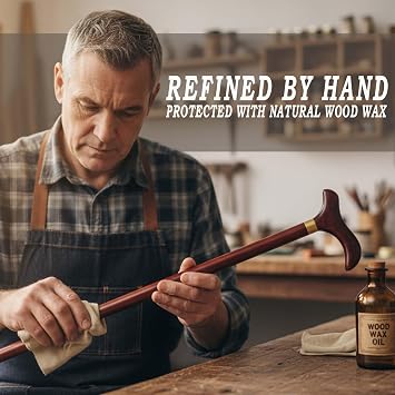 Premium Hardwood Walking Cane for Men Women, One-Piece Solid Wood Walking Stick with Derby Handle, Handcrafted Luxury Walking Cane with Wrist Strap & 2 Tips, Elegant Gift for Dad Grandpa