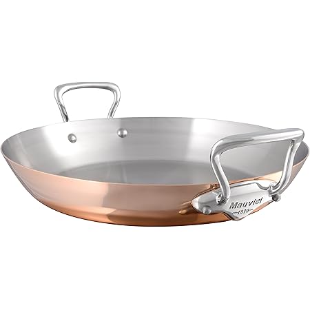 Mauviel Made In France M'Heritage Copper 150s 13.7-Inch Paella Pan with Cast Stainless Steel Handle