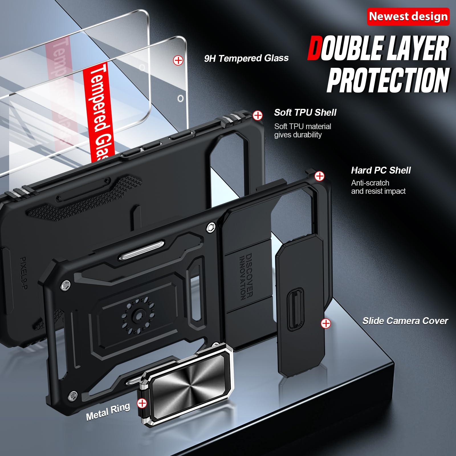 LeYi Cover per Samsung Galaxy A12 con Vetro Temperato [2 Pack], Protezione Fotocamera [Slidable