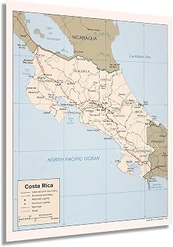HISTORIX Vintage 1987 Costa Rica Map Poster - 24x30 Inch Vintage Wall Map of Costa Rica Wall Art - Old Map of San Jose Costa Rica Central America - Restored Costa Rica History Map Print