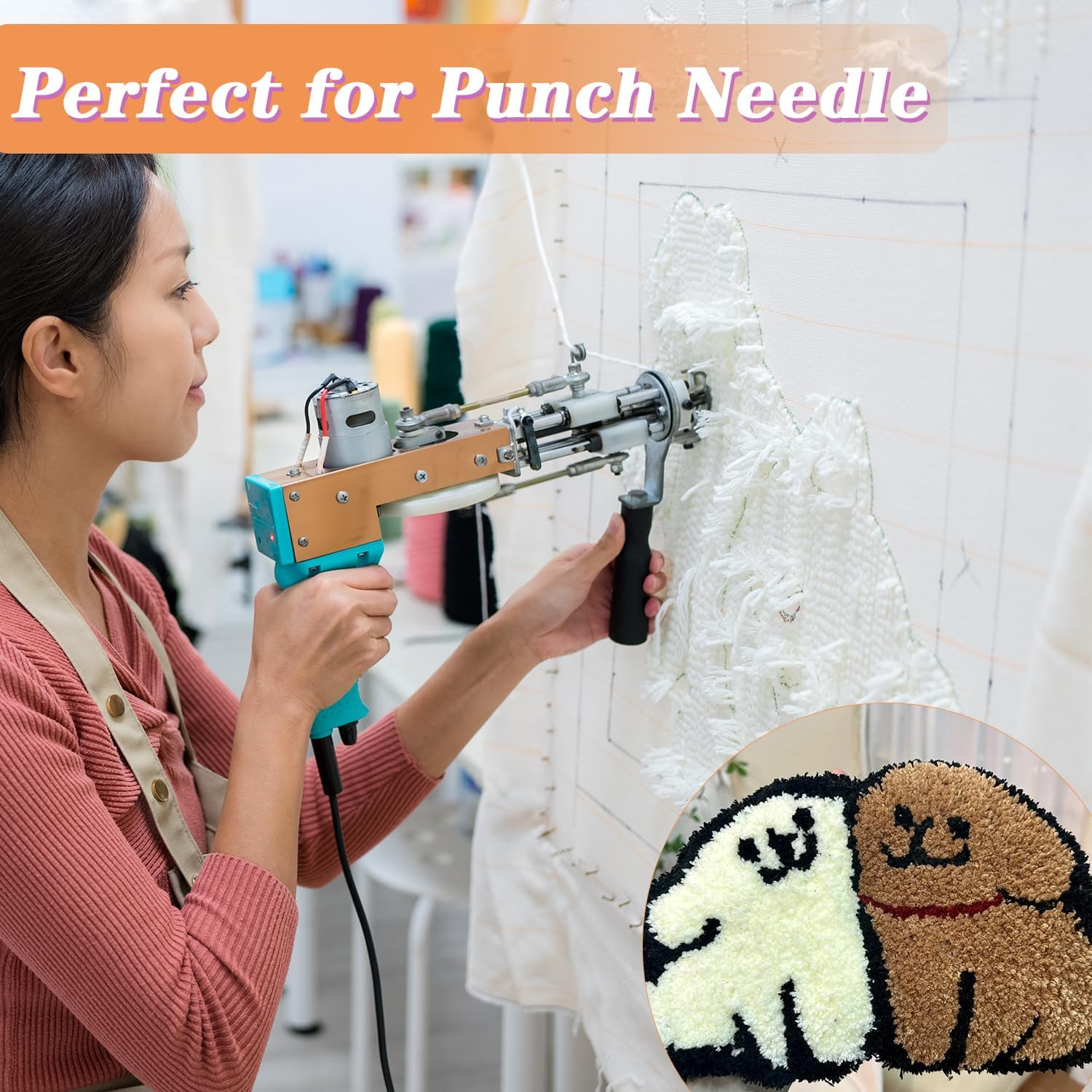 120" x 40" Large Monks Cloth for Punch Needle Rug Tufting Fabric with Marked Lines, Punch Needle Fabric for Gun Rug Tufting and Embroidery,White Punch Needle & Tufting Cloth