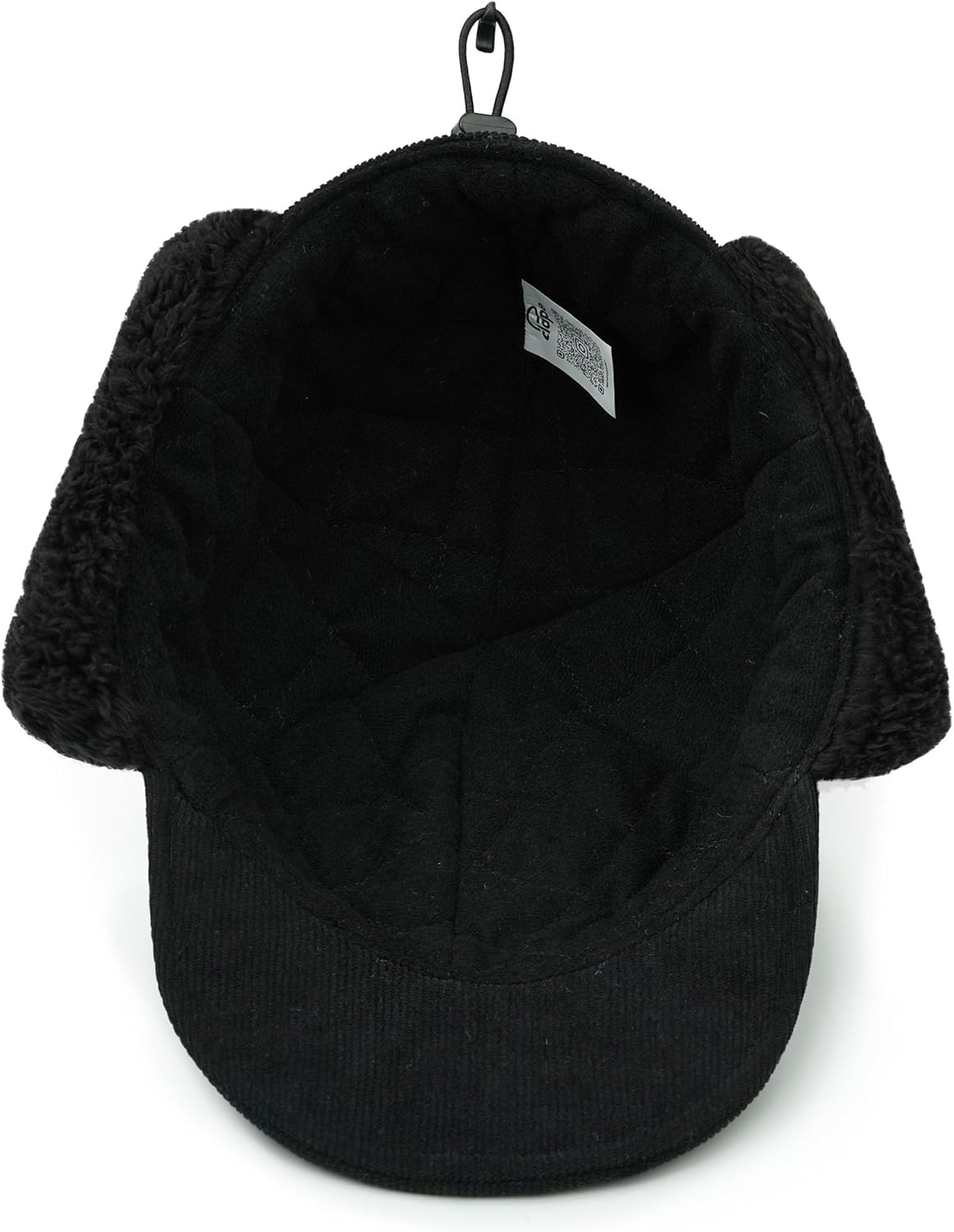 CLAPE Men Winter Baseball Cap, Outdoor Windproof Warm Fleece Trapper Hat w/Visor & Earflap for Clod Weather, Adjustable Size Black