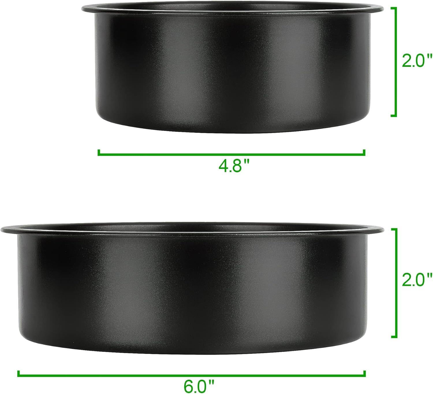 4.5-Inch & 6-Inch Cake Pan Set, Set of 2, Round Baking Pan, Stainless Steel Birthday Wedding Metal Layer Cake Pans, Non Toxic Coating, Straight Side, Easy Clean Easy Release, 2 Inch Deep