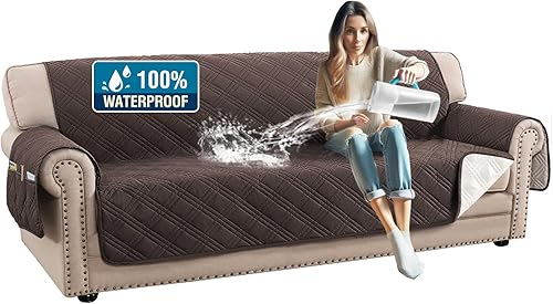 Miniatura 47 de H.VERSAILTEX Fundas de sofá 100% impermeables para mascotas, fundas deslizantes modernas para sofás/sofás, funda de sofá gruesa y suave lavable