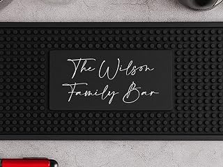 Personalized Bar Mat for Countertop – Custom Rubber Bar Service Mat for Home Bars Restaurants Gifts for Bartender Drinking Cocktail Lover (Writing Style Text)