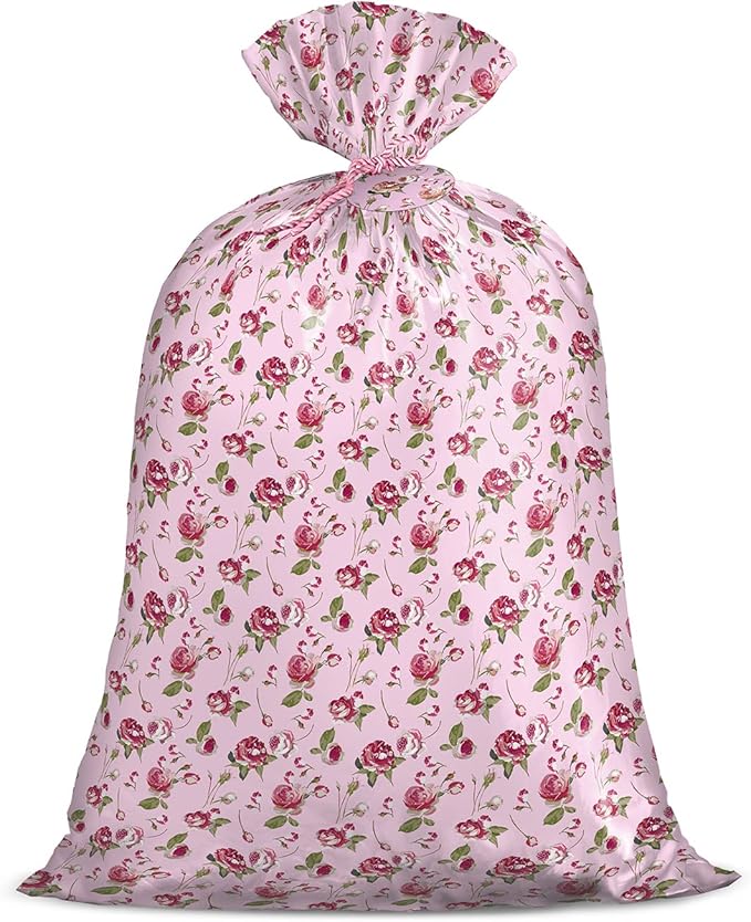 Loveinside 56" Large Plastic Gift Bag Floral Design Plastic Bag with