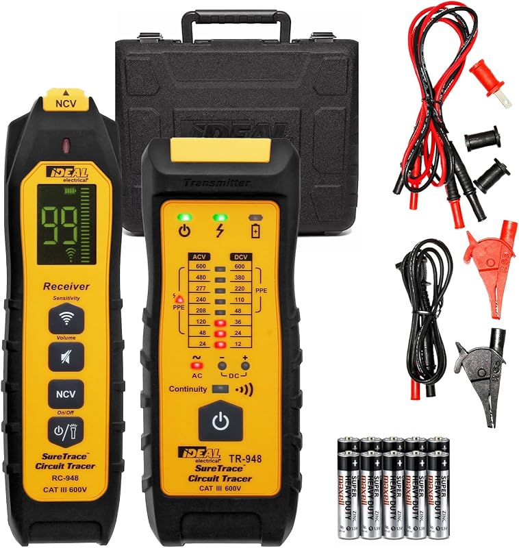 Ideal Electrical SureTrace Plus Circuit Tracer, 61-948, 0-600V AC/DC | Traces breakers, conductors & faults up to 600V AC/DC. Continuity test, voltage indication, CertainCircuit tech.