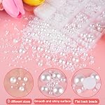 NEBURORA 13000 Pcs White Flat Back Pearl trousse 8 Tailles avec Tweezer et Picker Pencil Flatback Pearl Perles demi rondes pour l'artisanat DIY Artisanat Nails Maquillage Chaussures Coque Téléphone