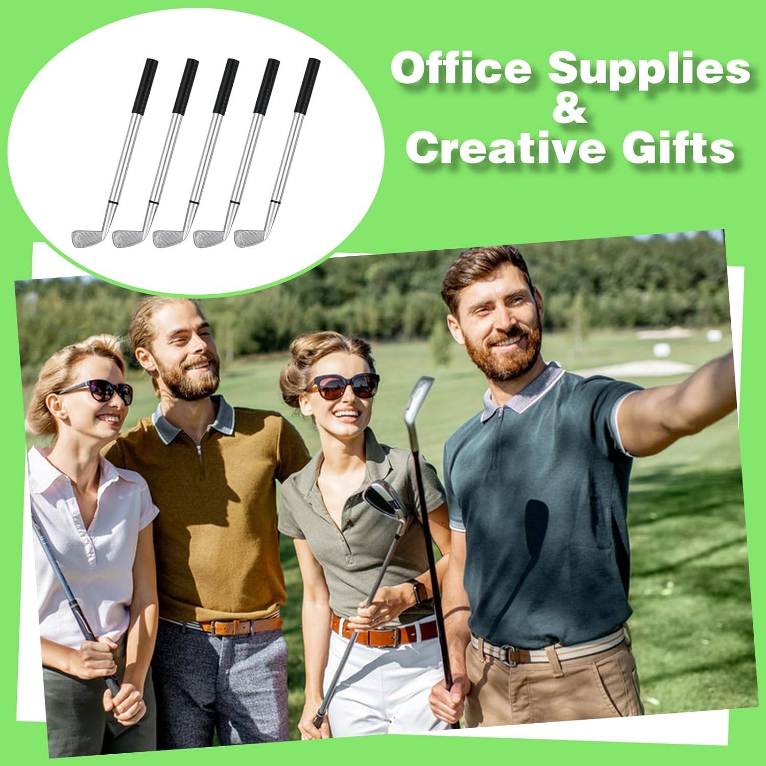 15 PCS Golf Ballpoint Pen Funny Sports Golf Pens, Black Gel Ink Pens for Golfing Club Props, Coworkers, Office Stationery Gift Supplies