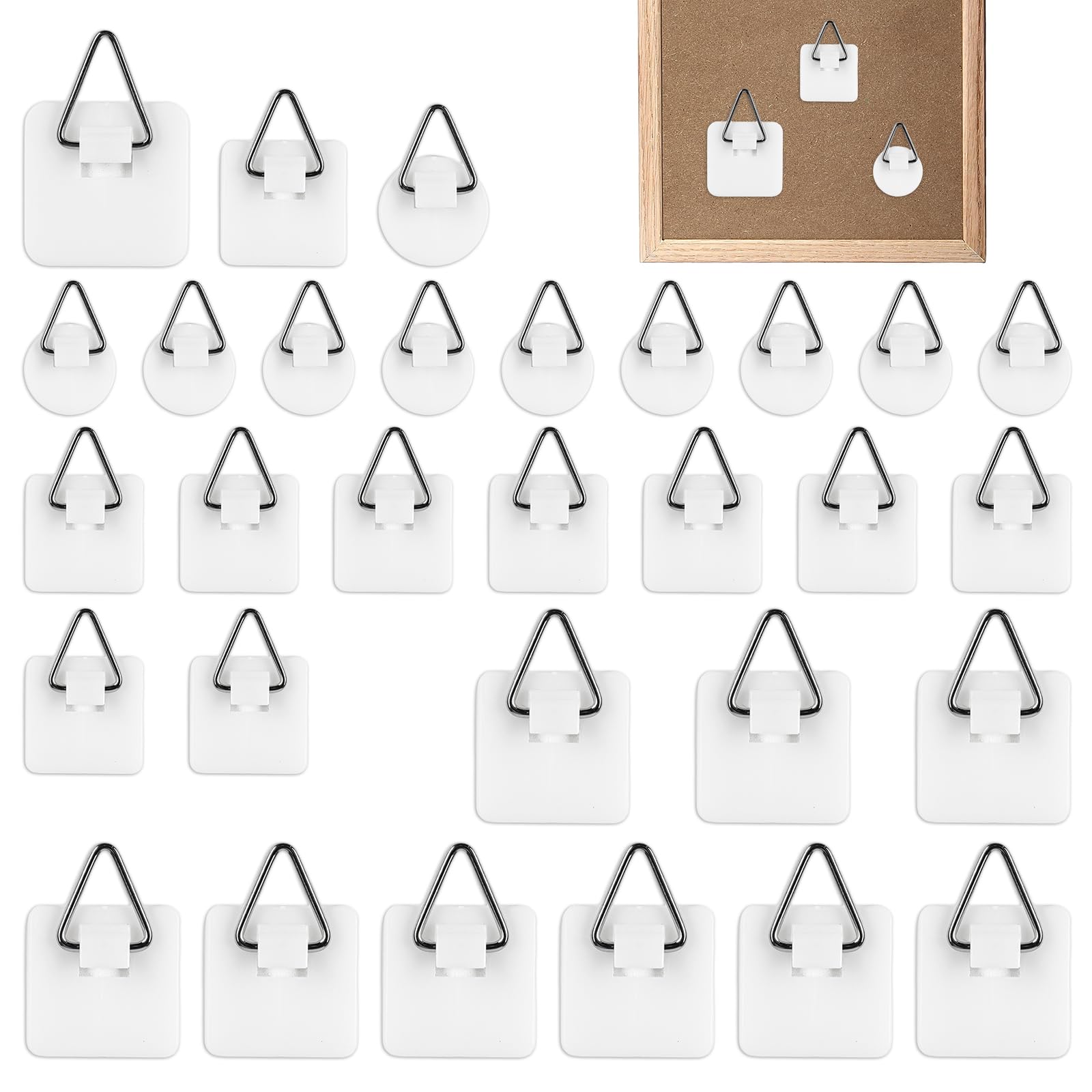 Adhesive Picture Hooks for Wall Hanging, Appendi Quadri Senza Chiodi, 30 Ganci Adesivi