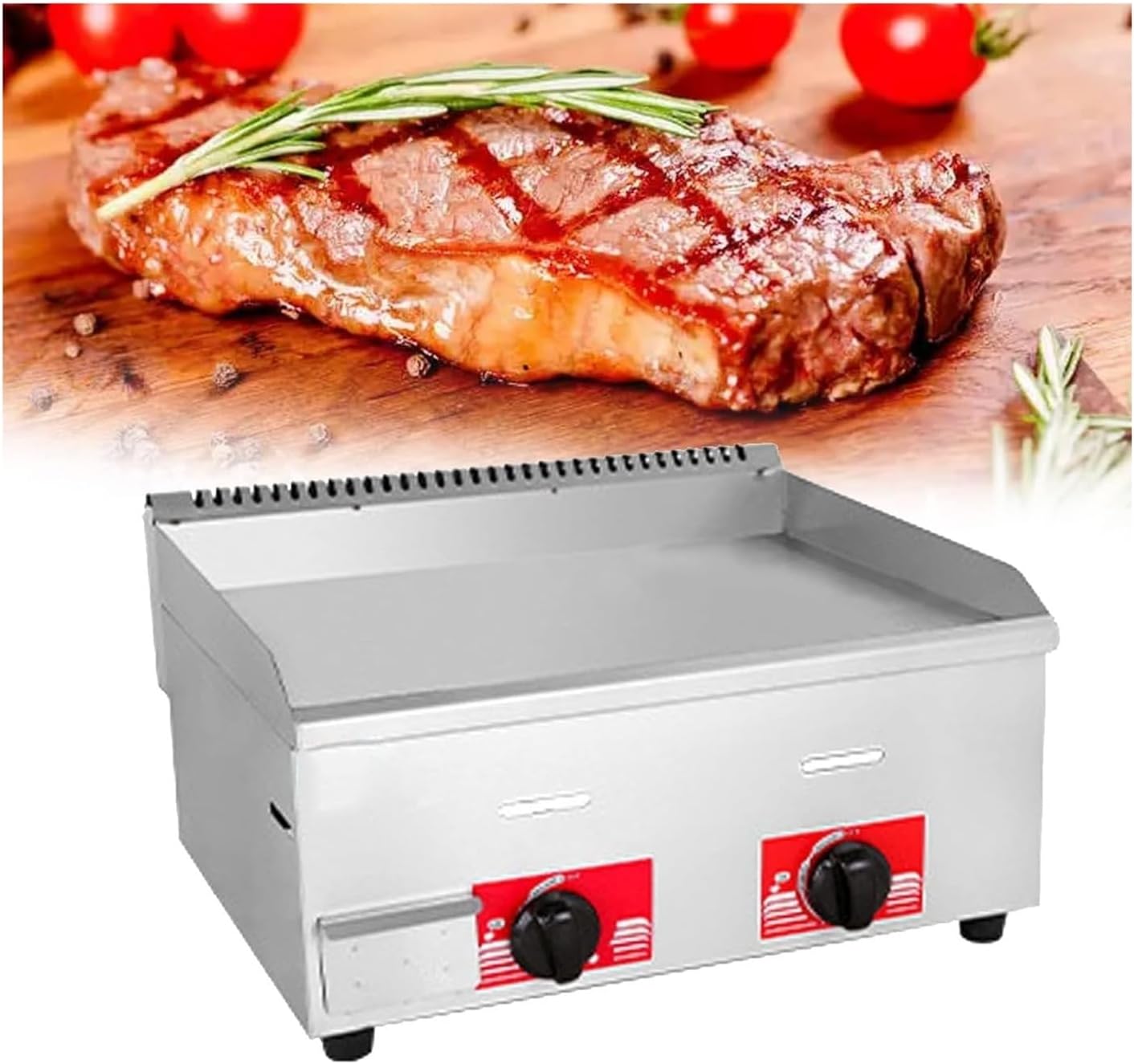 Grill gazowy, wytrzymały grill ze stali nierdzewnej do gotowania na zewnątrz, komercyjna nieprzywierająca płyta do pieczenia do hamburgerów i innych, duża pojemność do użytku w restauracji