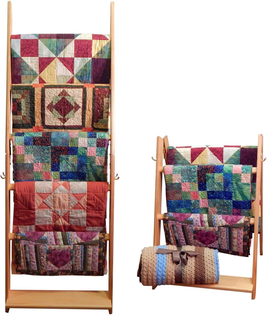 The LadderRack 2-in-1 Quilt Display Rack (5 Rung/24 Model/Golden Pecan)