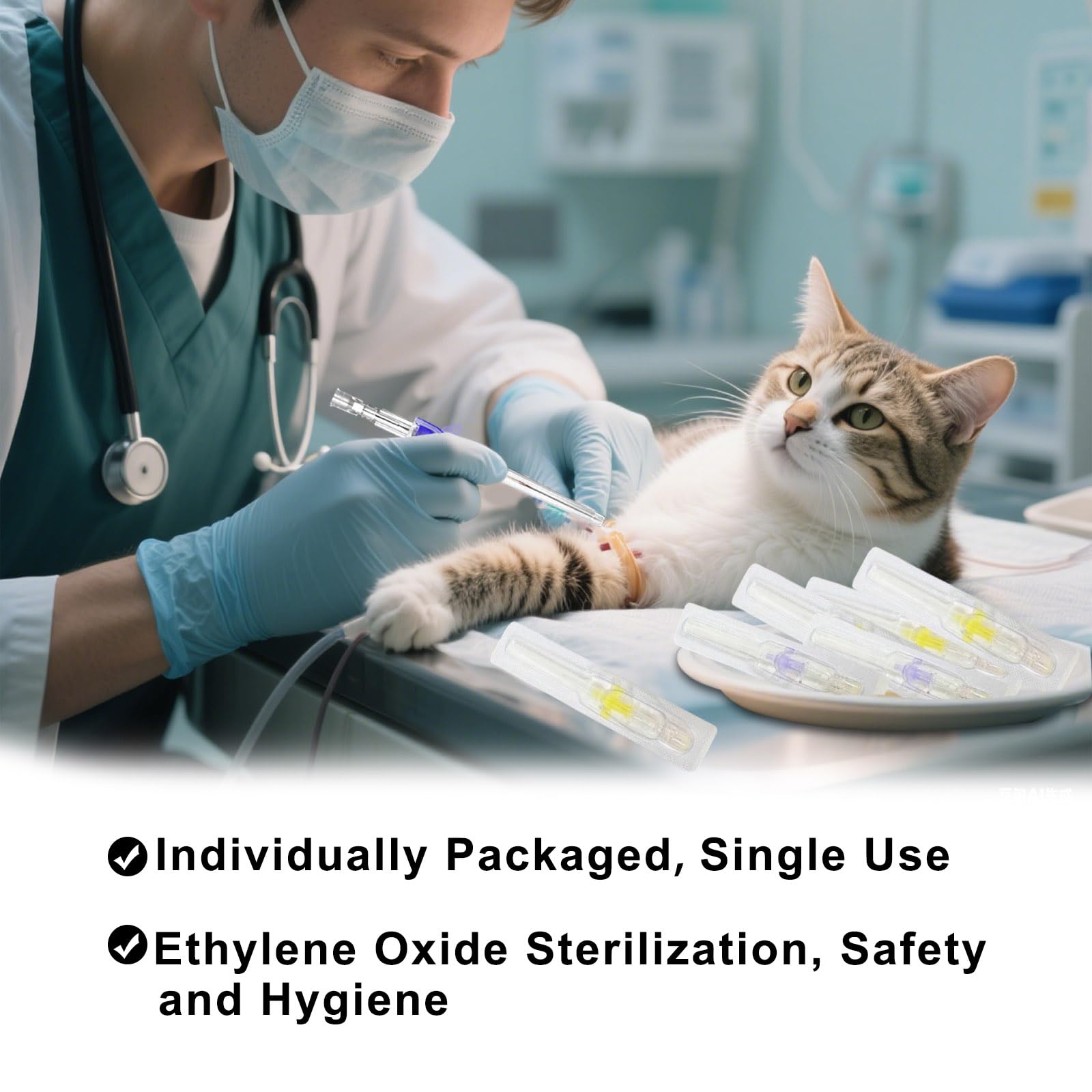 Veterinary Catheters - 50 Pack 22G IV Needles -3