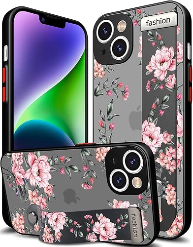 Cisland Compatible for iPhone 14 Plus Case Cute with Strap Stand Finger Kickstan