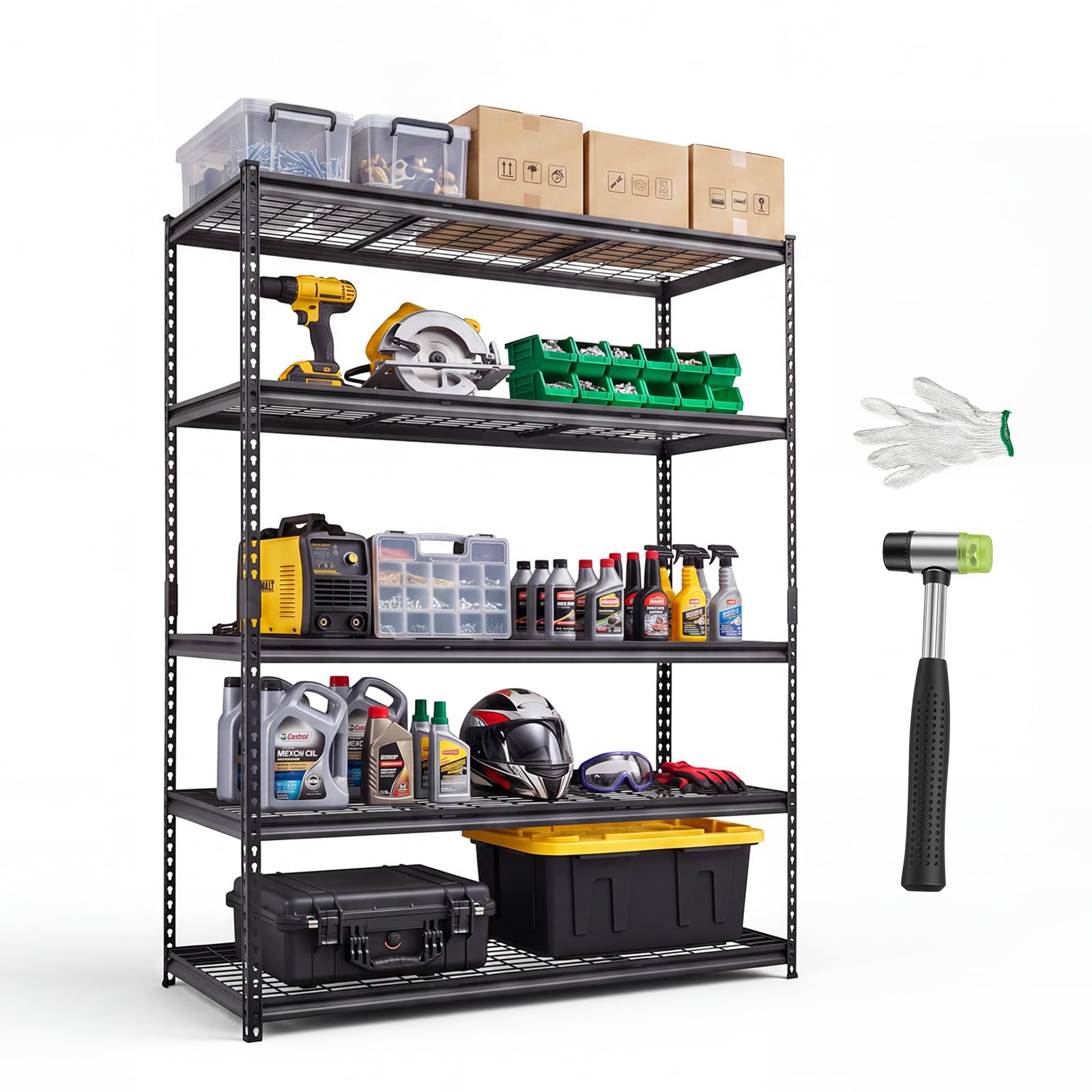 VEVOR Storage Shelves, 5-Tier 3000 lbs Garage Shelving 60 x 24 x 77 in