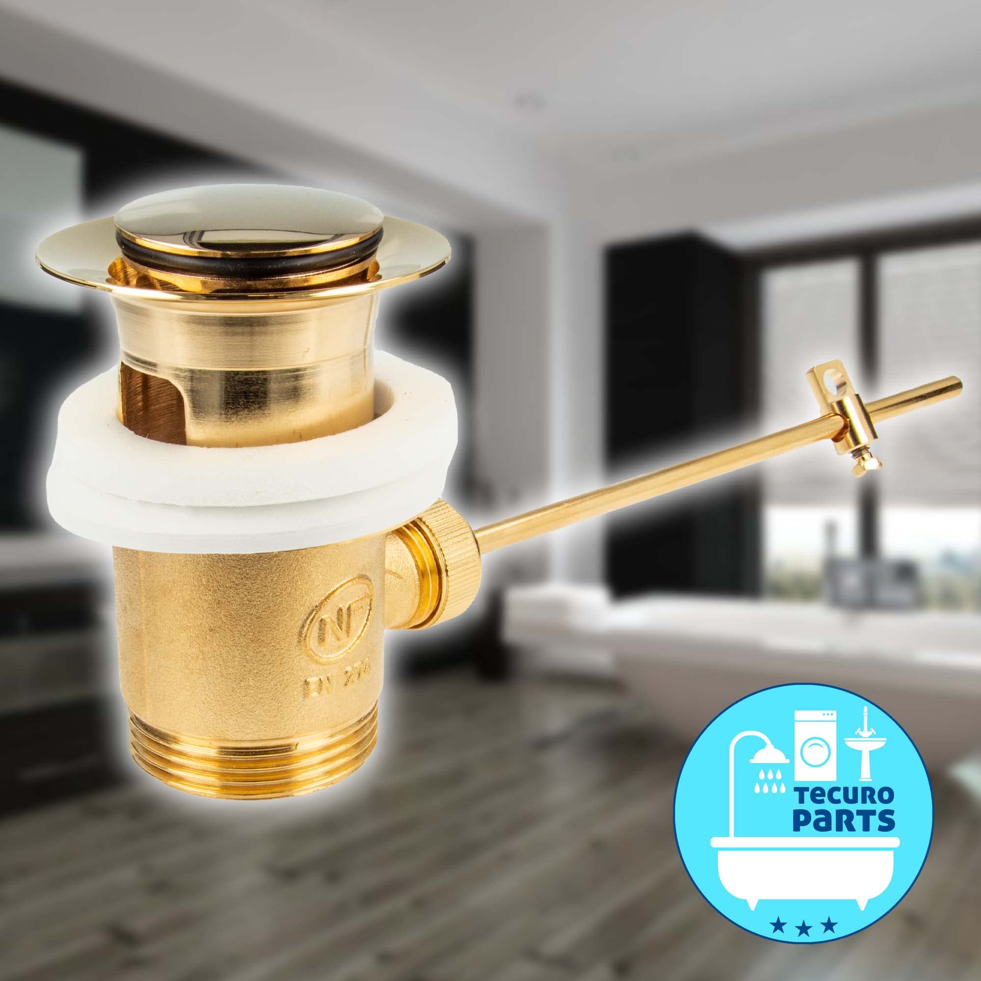 EW-HAUSTECHNIK Tecuro Juego de desagüe excéntrico, dorado, para lavabo