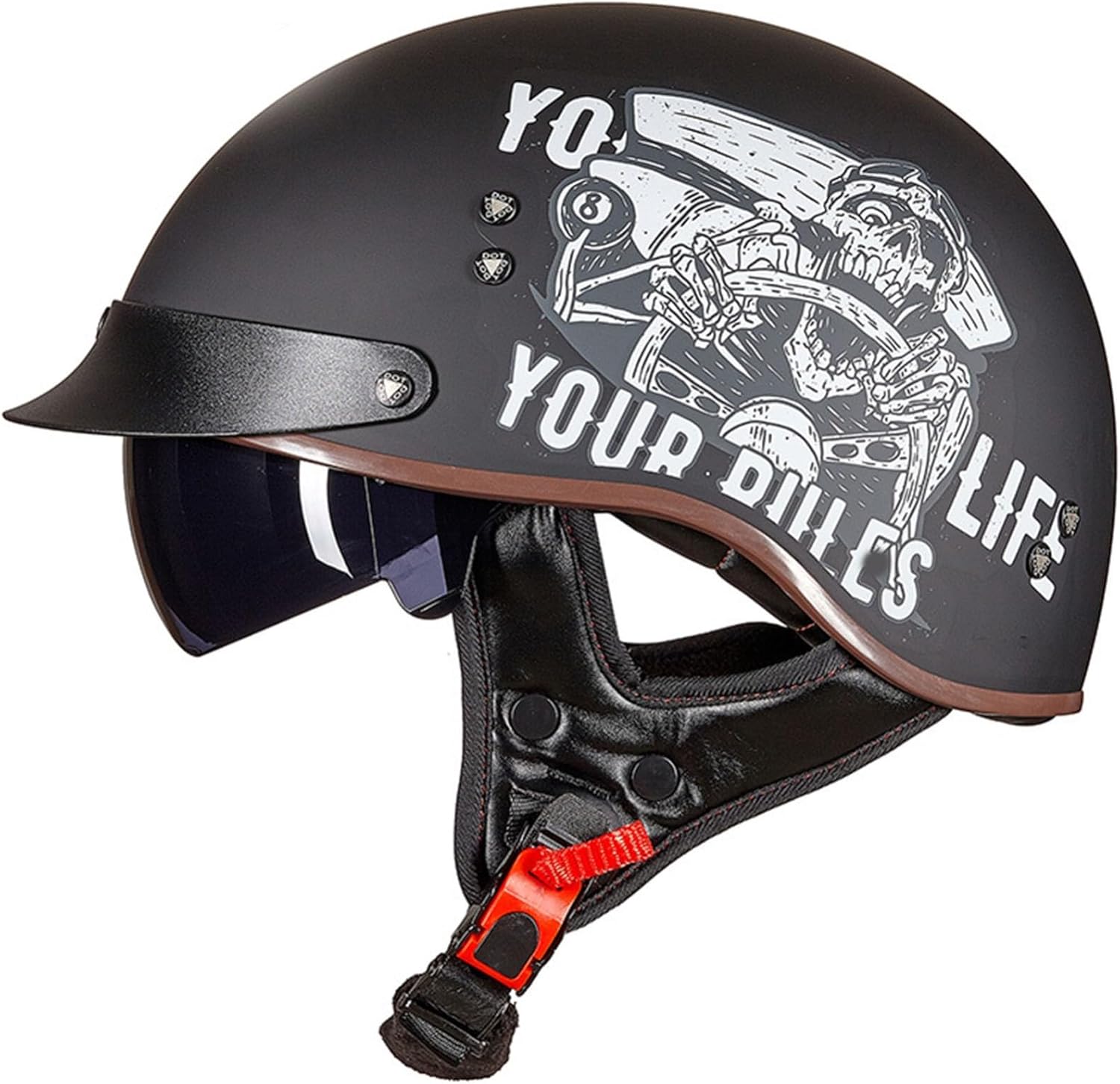 Halbschalenhelm Motorrad DOT/ECE - Retro Baseball Cap Design Mit Visier