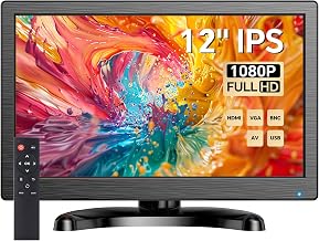 Eyoyo CCTV Monitor 12 Inch Small Computer Monitors 1920x1080P Mini LED Display with HDMI VGA AV BNC USB Ports IPS Screen Security Monitor Built in Speaker for Home Office