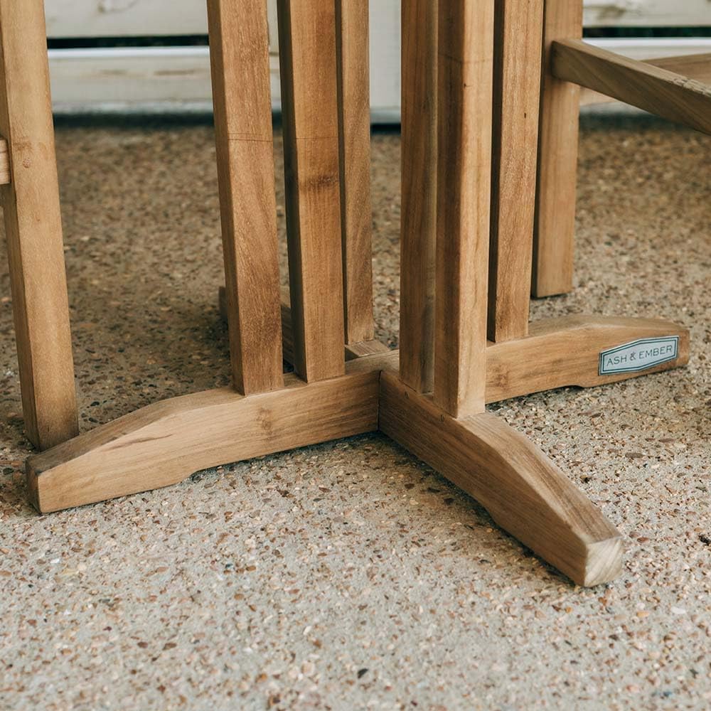 Ash & Ember Acadia Grade A Teak 35" Square Bar Table, Weather Resistant Solid Wood Patio Furniture, Tightly Spaced Slats and Brass Hardware, for Garden, Backyard, Indoor Outdoor Patio Furniture