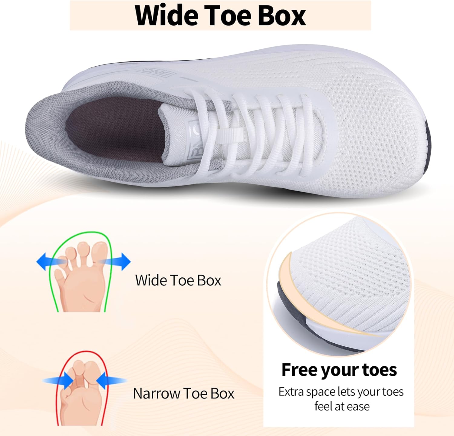 Women's Walking Shoes with Arch Support Wide Toe Box Plantar Fasciitis Orthotic Tennis Sneakers for Bunion Foot Pain Relief US 6-11