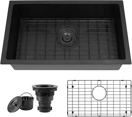 Miniatura 10 de Fregadero de barra negro desplegable de 17 x 19 pulgadas, fregadero pequeño para caravana, barra de acero inoxidable de calibre 16 y fregaderos