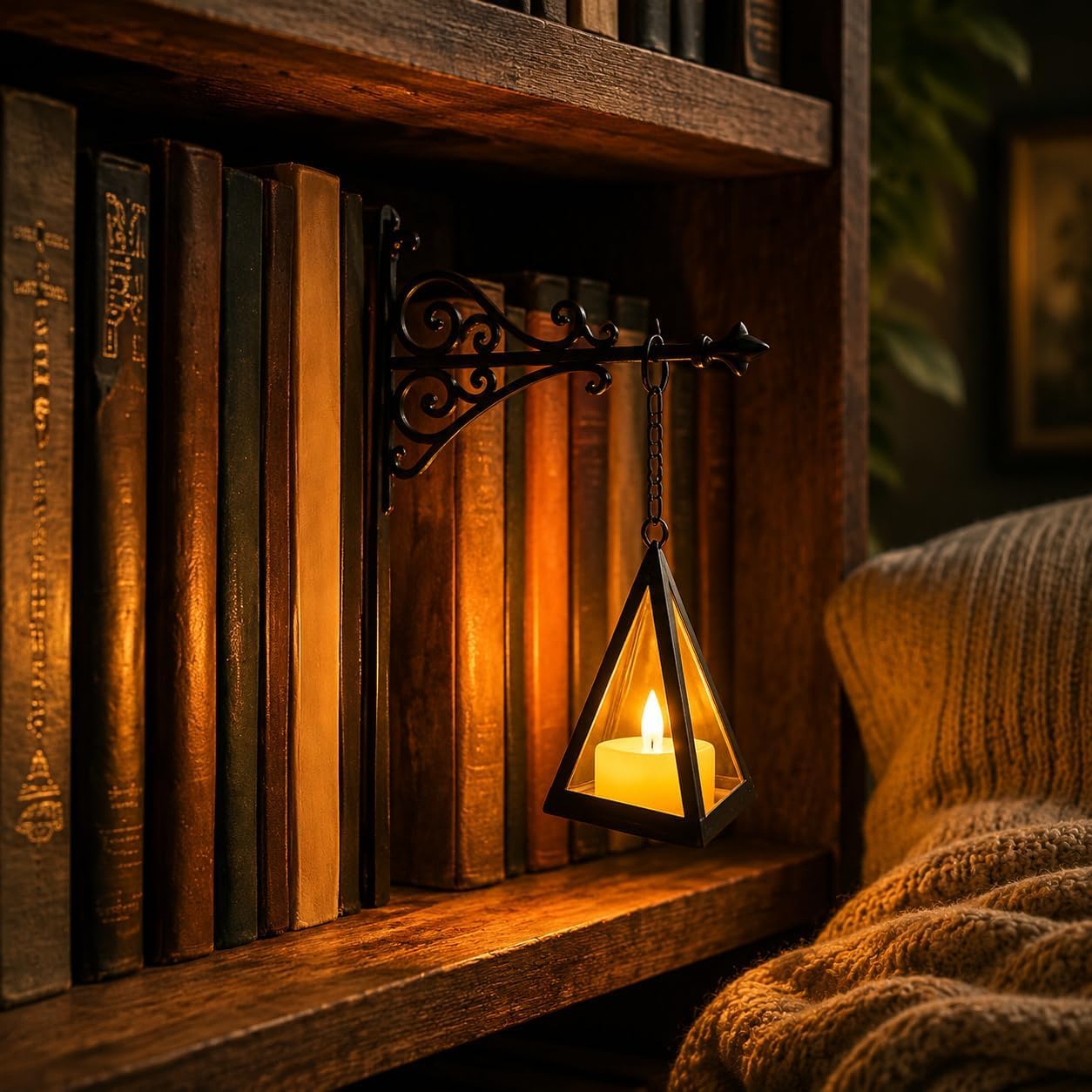 ENCOMAG Bookshelf Lamp, Vintage Hanging LED Bookshelf Lights (H)