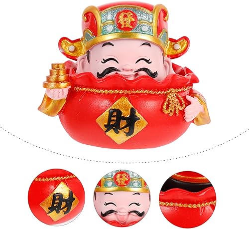 Miniatura 7 de Abaodam God of Wealth Ornament Feng Shui God of Figurine Gifts for Car Buddha Decor God of Statue Buda Shiva Statue Desk Topper Miniature Resin Tray
