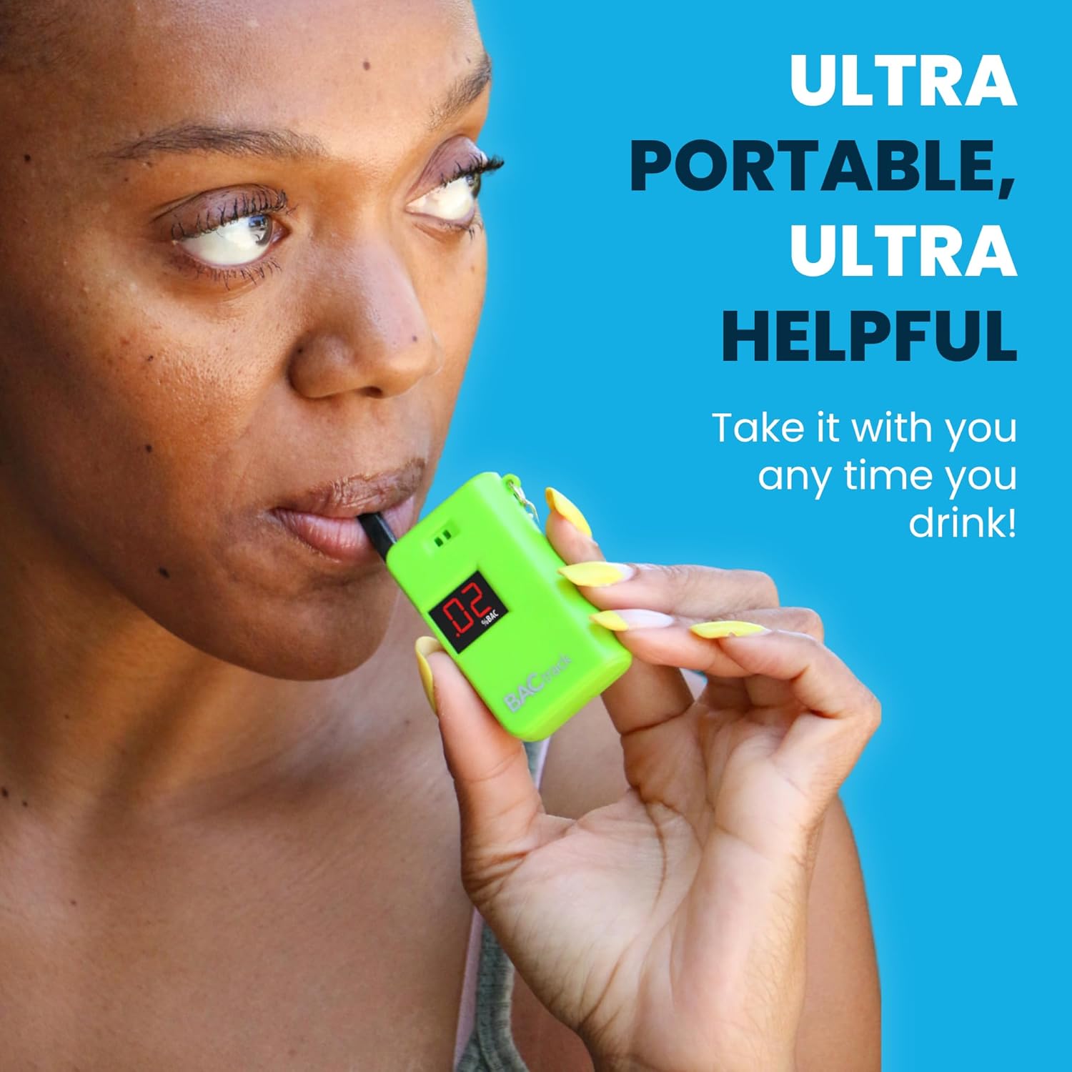BACtrack Keychain Breathalyzer (Green) and 20 Breathalyzer Mouthpieces Bundle