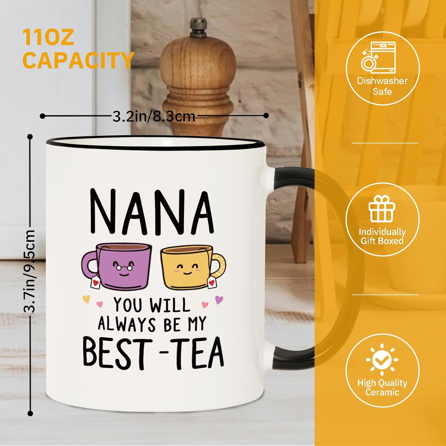 Aurahouse Nana Gifts for christmas, Best-Tea Nanas Mug, Nana Christmas Birthday Gifts from Grandkids, Gift for Nanas for Thanksgiving Mothers Day, Grandparents Day Gift - Image 4