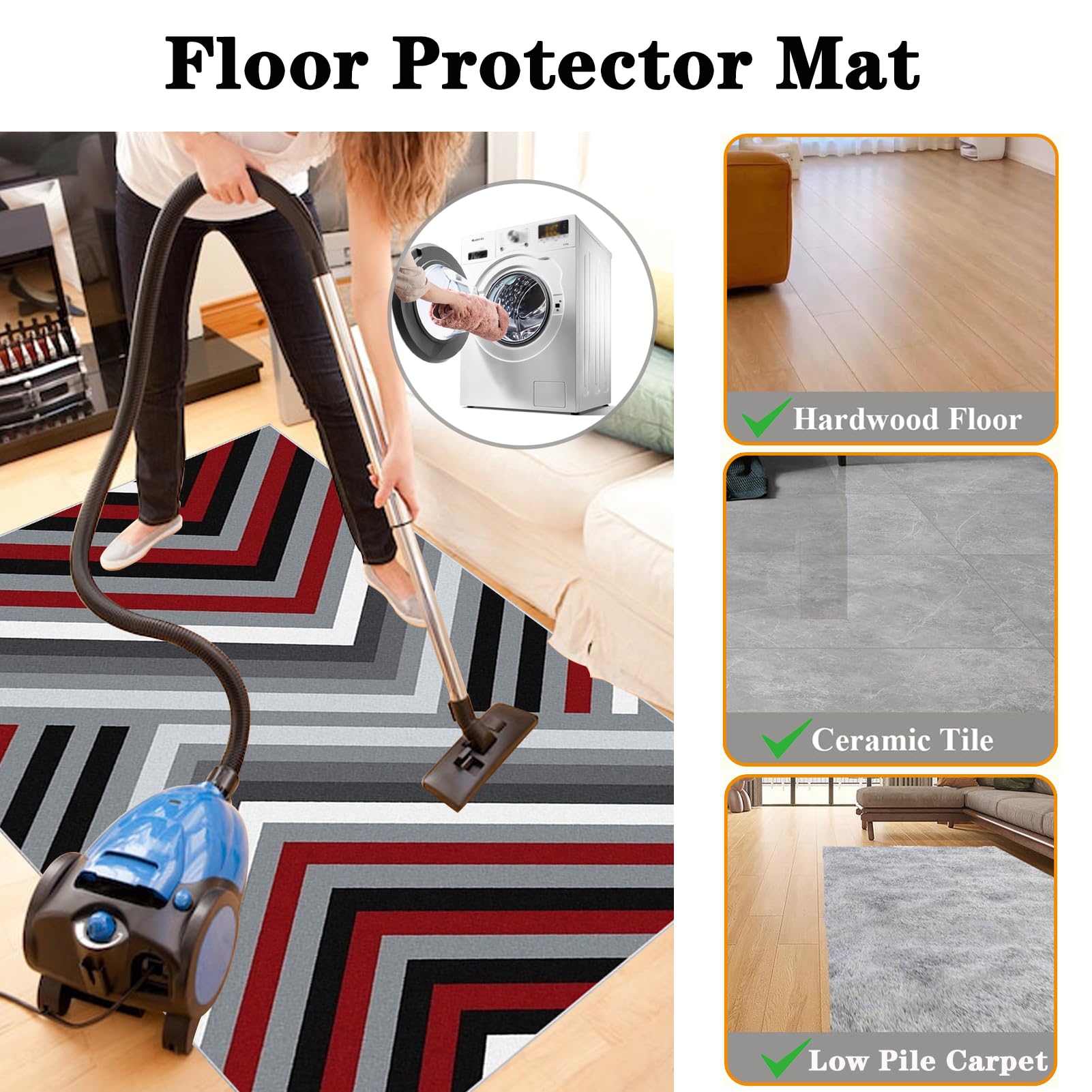 Tappetino Salvapavimento Antiscivolo, Tappeto per Sedia Ufficio per per Pavimenti in Legno Duro, Tappeto Gaming pavimento, Tappetini di Protezione per Pavimento per Parquet e Laminato 120 x 140 cm