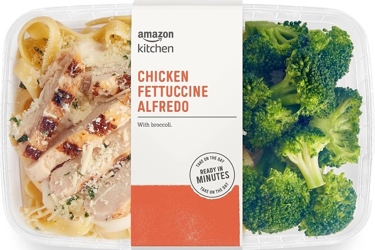 Amazon Kitchen, Chicken Fettuccine Alfredo With Broccoli, Single Serve Meal, 12 Oz