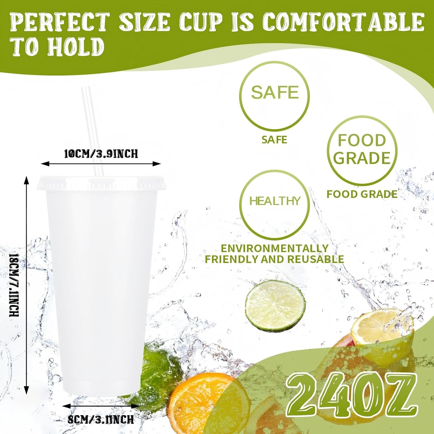 Bokon 15 Sets Tumbler with Straw and Lid Bulk 24 oz Reusable Plastic Cups with Lids and Straws Water Bottle Travel Mug Cup Tumblers Bulk for Cold Hot Drinks Parties Birthdays Adults(White)