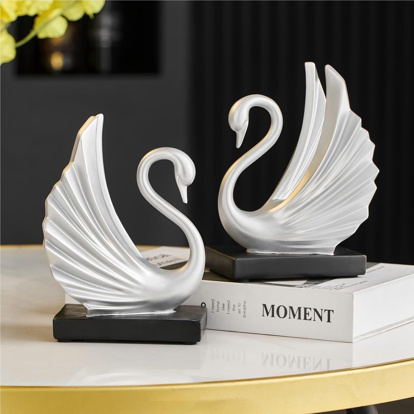 Regalos para Mujeres Decoración Artesanías de Cisne Dorado Lujo Alta Gama Decoración para estanterías(White)