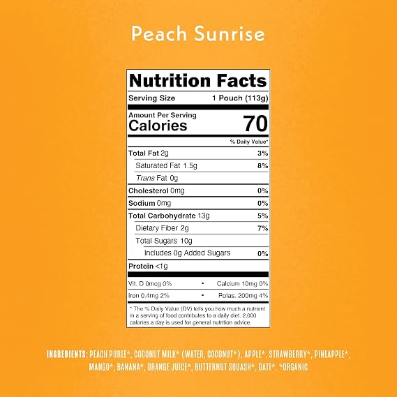 Once Upon a Farm Pouches, Peach Bundle, Peach Sunrise, Peach, Mango, Apple & Squash, USDA Certified Organic, Non-GMO, Cold-Pressed, No Sugar Added, Variety Pack of 24